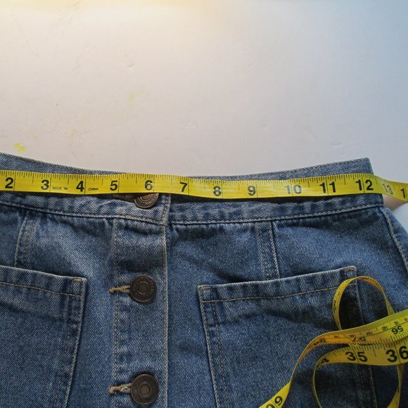 Forever 21 Button Front Patch Pocket Denim Mini Skirt Size 4/25 - Picture 8 of 9